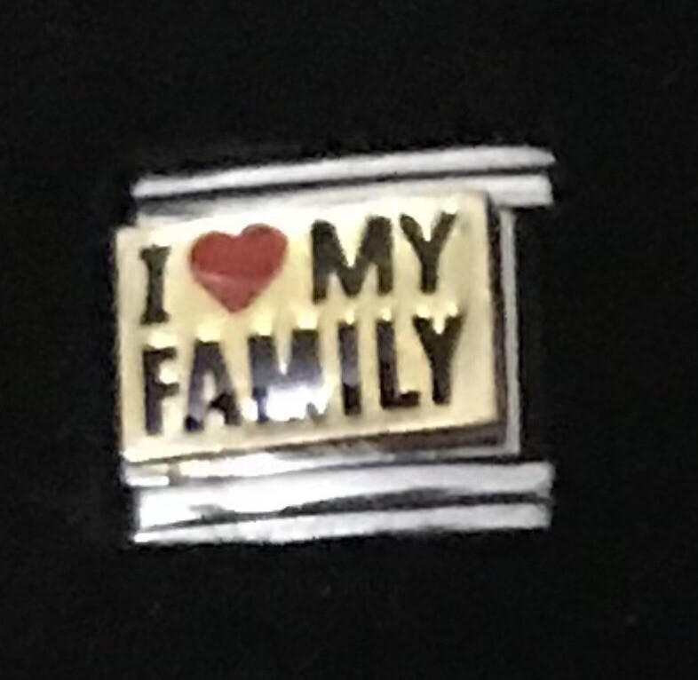 I Red Heart My Family Enamel WHOLESALE ITALIAN CHARM Link 9MM K2022BG11