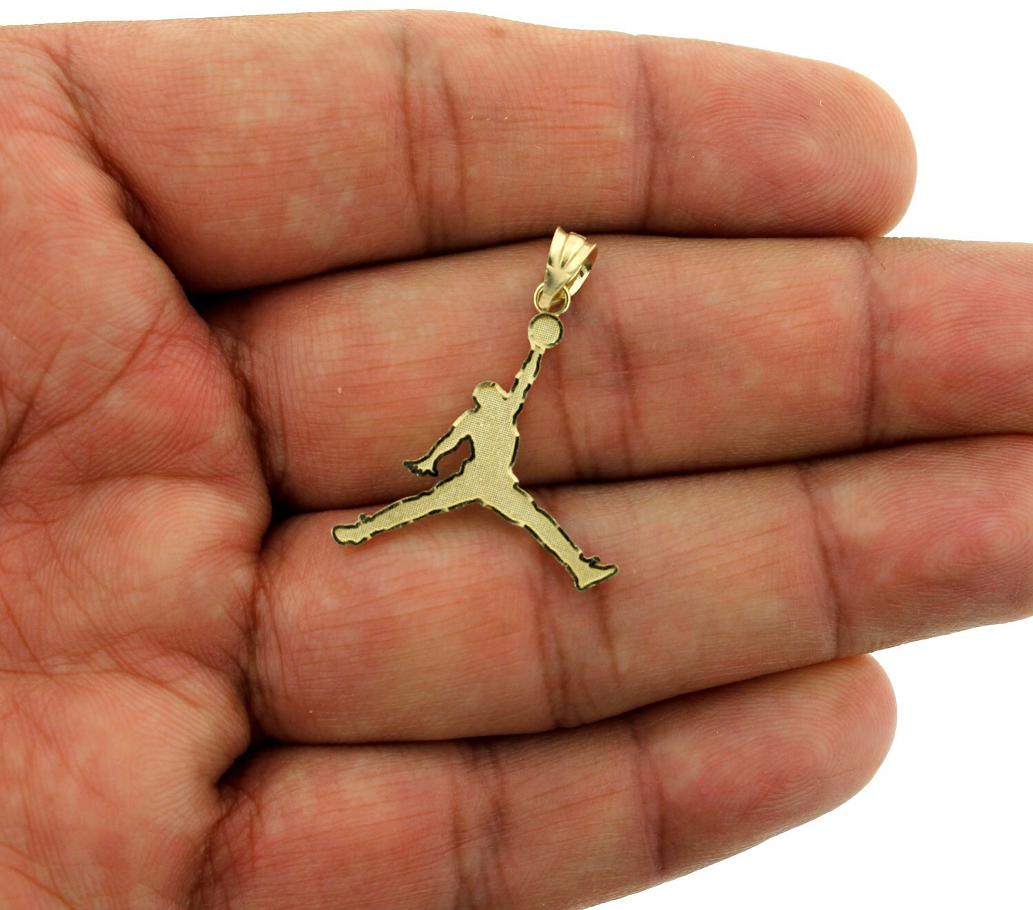 Real 10K Yellow Gold Diamond Cut Small Michael Jordan Jumpman Charm Pendant