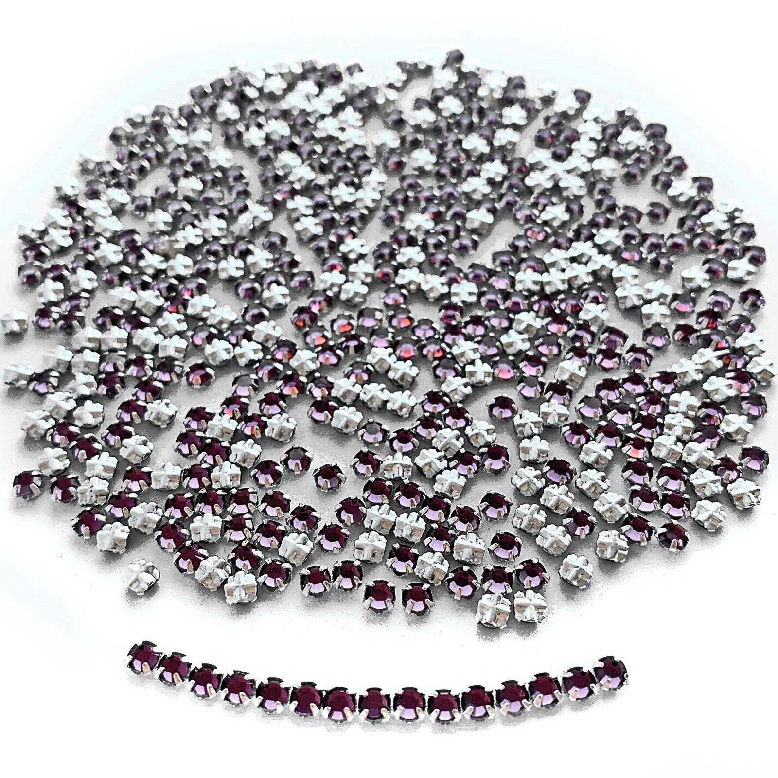 Vintage Swarovski Rose Montees in 10ss, 12ss, Light Amethyst purp. Silver Plated