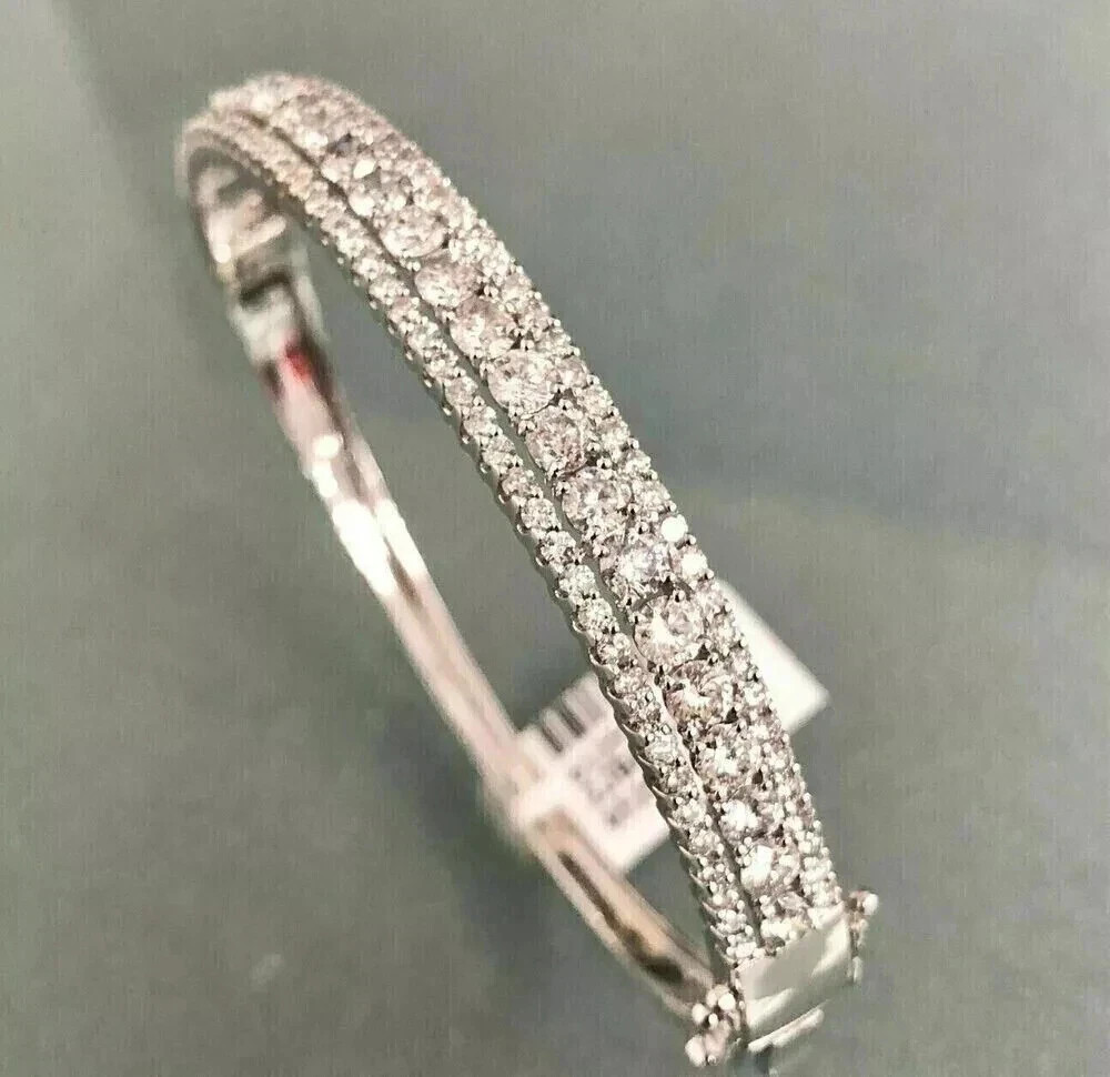 7 Ct Round Cut Lab Created Diamond Women’s Bangle Bracelet 14K White Gold Plated