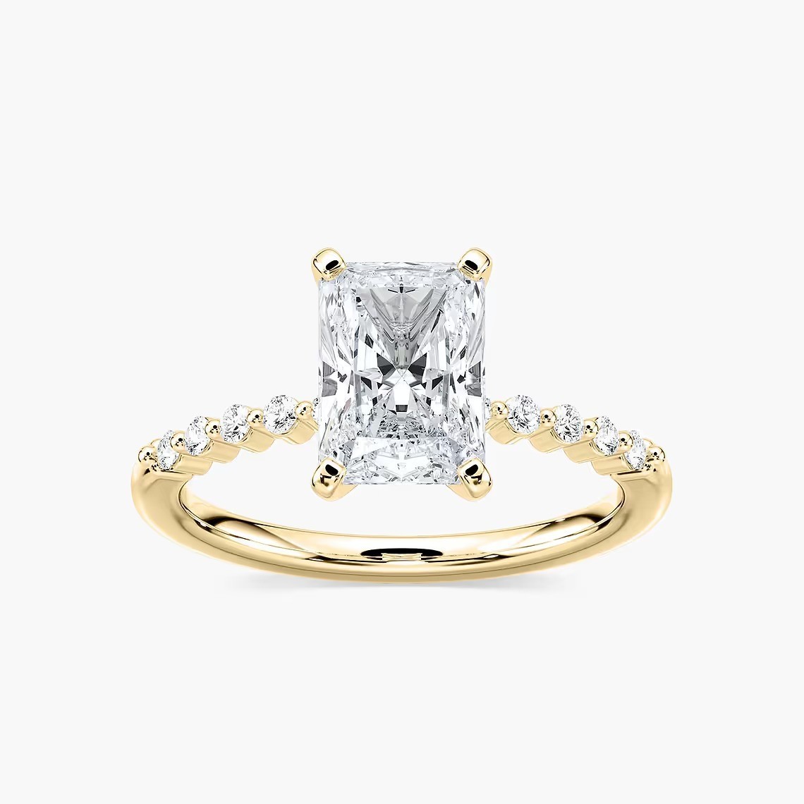 2 Ct Radiant Cut Lab Grown Diamond Solitaire Engagement Ring 14k Yellow Gold