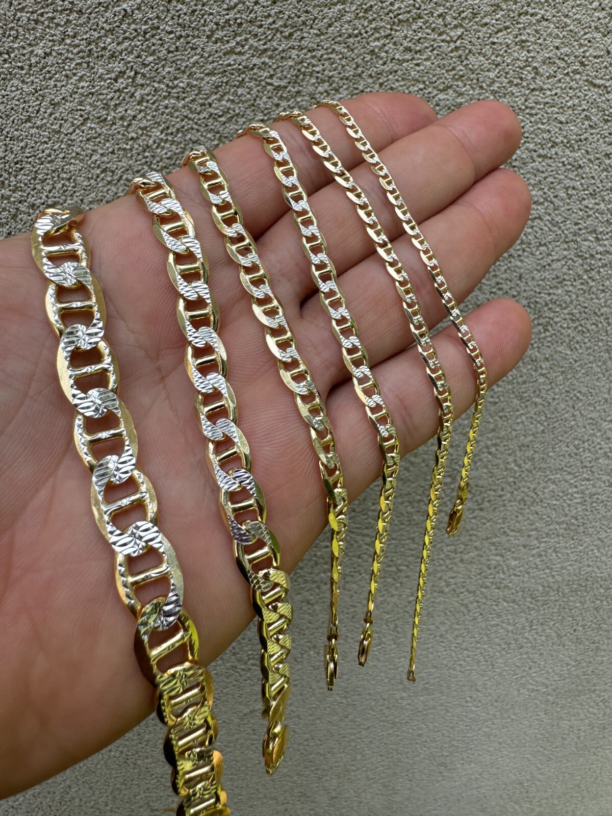 925 Sterling Silver 14k Gold Plated Two Tone Diamond Cut Mariner Link Bracelet