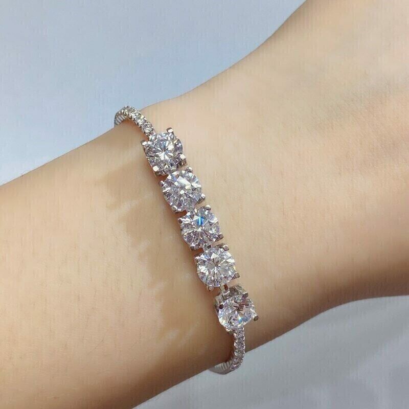 20Ct Round Cut Lab Created Diamond Tennis Bracelet 14K White Gold Finish