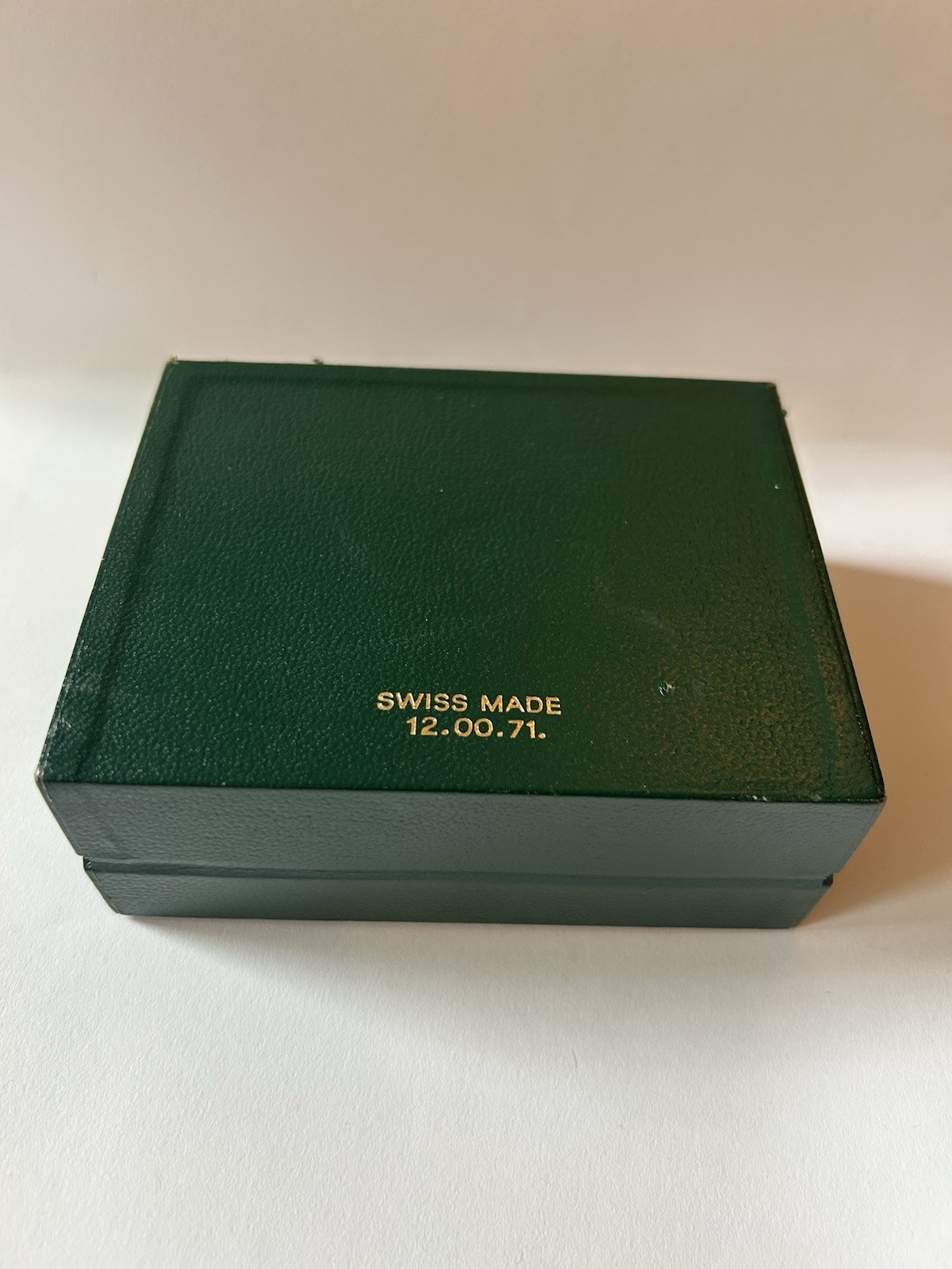 Vintage Rolex Green Leather Watch Box Only No Watch Polishing Cloth Tag 12.00.71