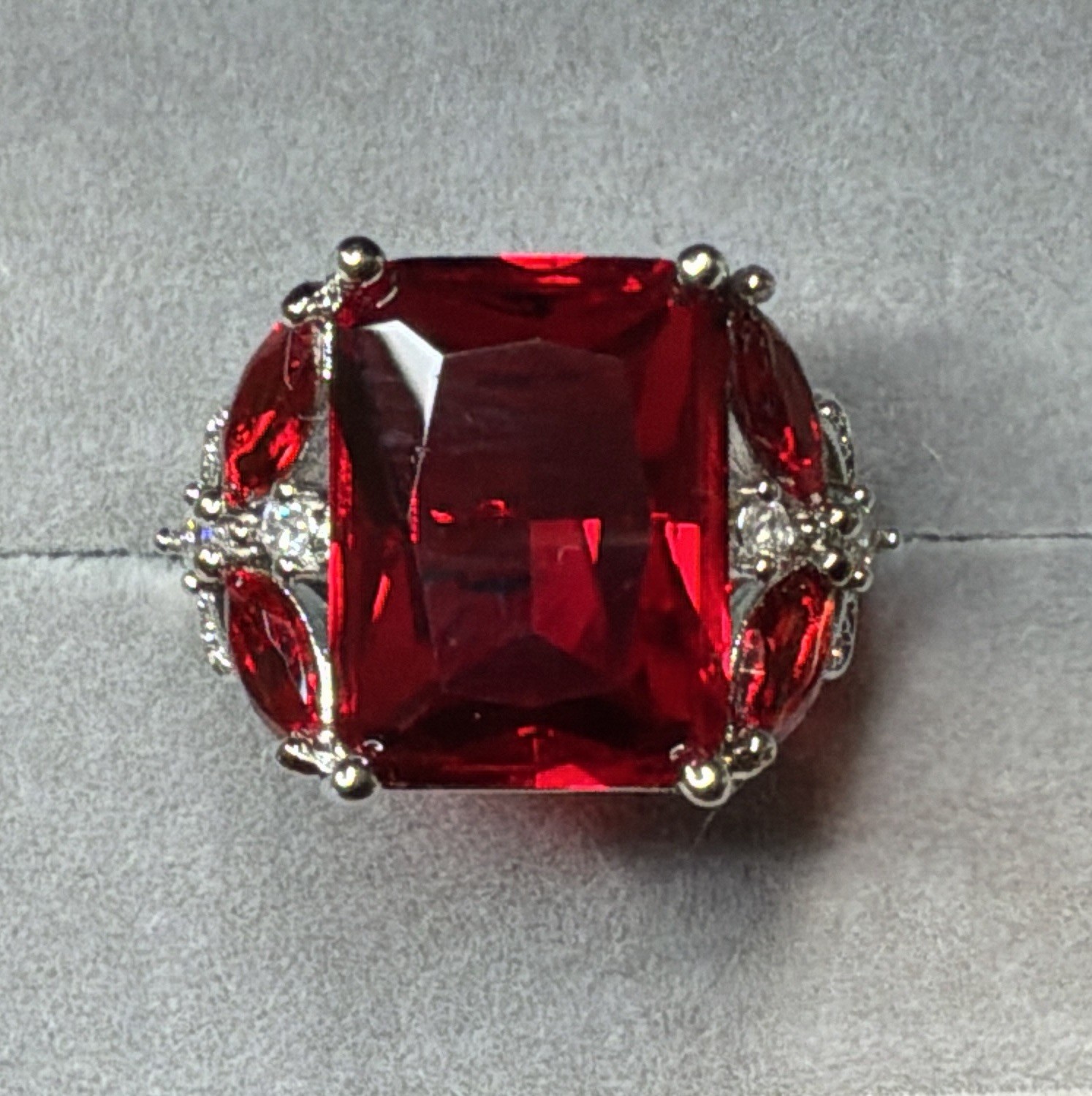 RUBY RING – Lab Created – 18x13mm Or 12.0ctw – .925 STERLING SILVER !!!