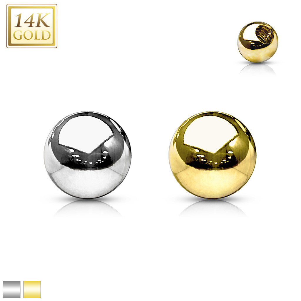 14K Solid Gold Replacement Ball External Threaded For Lip Eyebrow Tragus