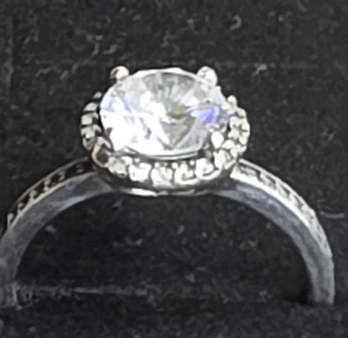 Pandora Sterling Silver Round Cubic Zirconia Halo Design Ring Size 6.5