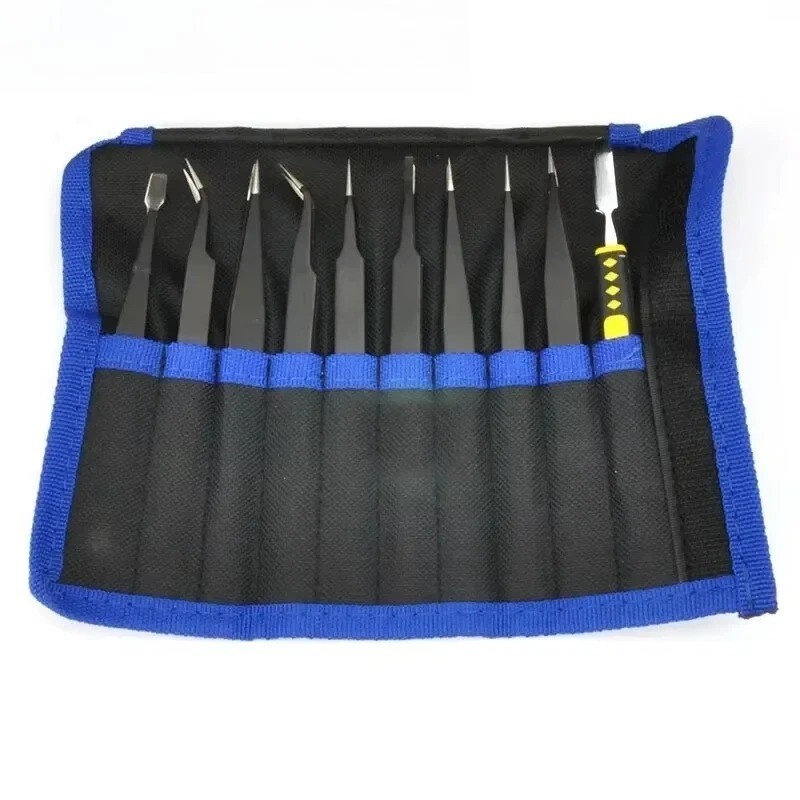 10pc ESD Tweezers Precision Set Stainless Steel For Electronics & Jewelry Repair