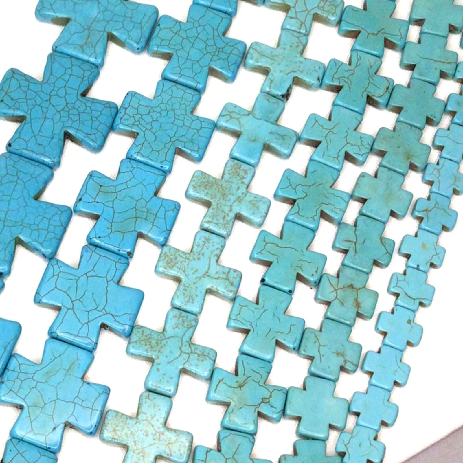 Turquoise Blue Cross Square Howlite Spacer Loose Bead 15 20 30mm 15″ DIY