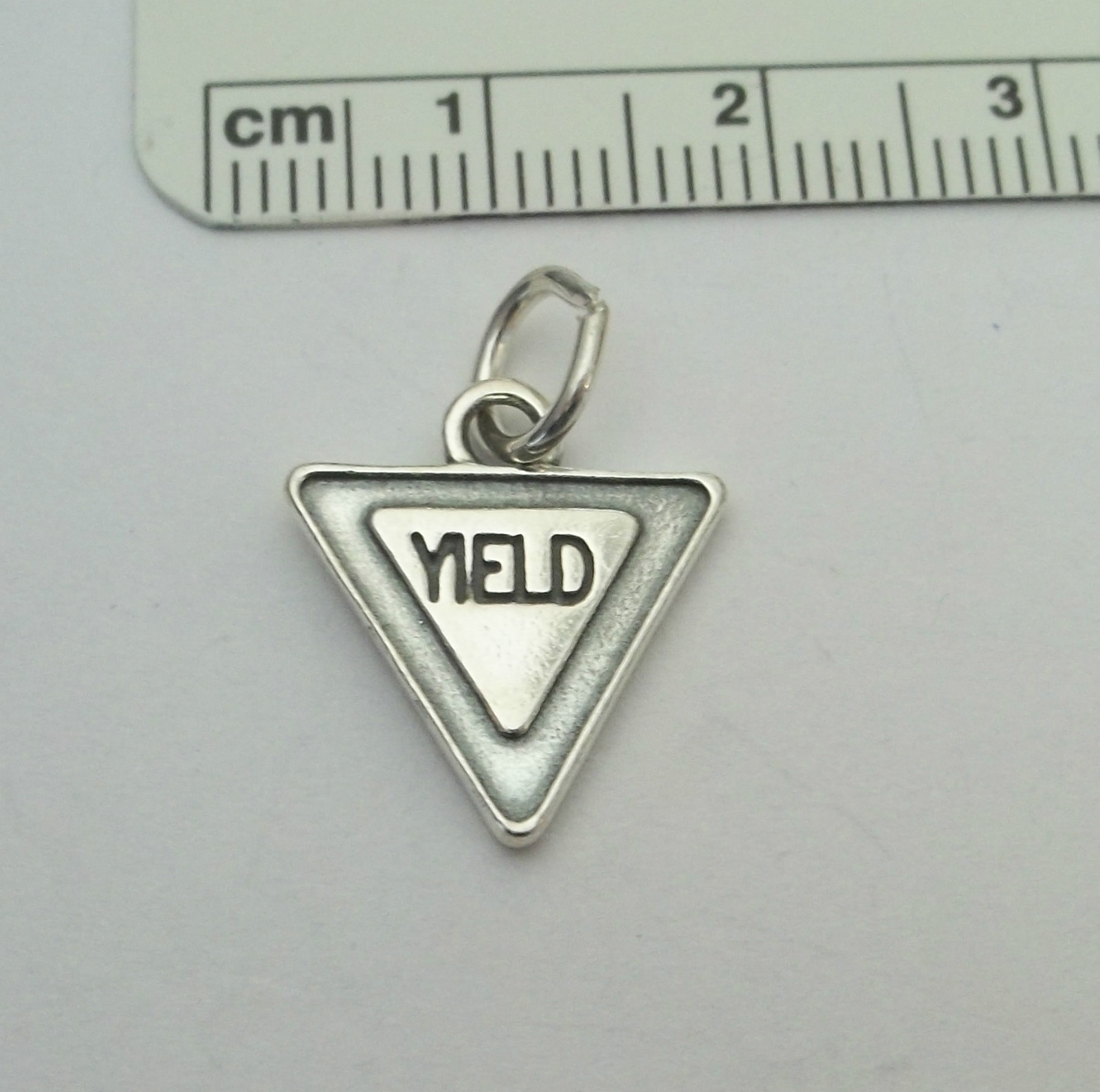 Sterling Silver 16x14mm Driver Yield Road Sign says Yield Charm