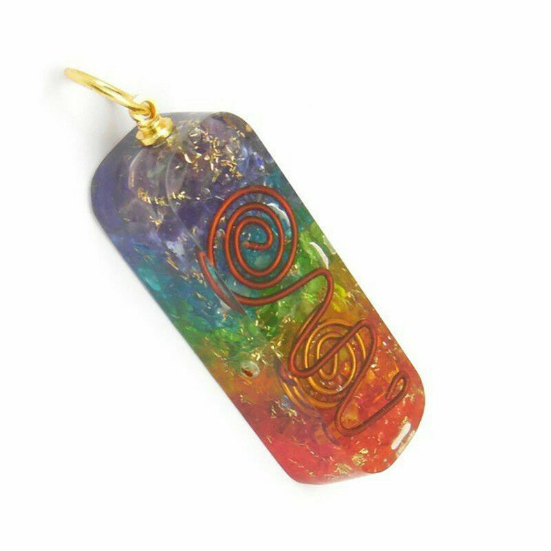 7 Chakra Orgone Energy Generator Pendant Copper Coil Orgonite Necklace HANDMADE