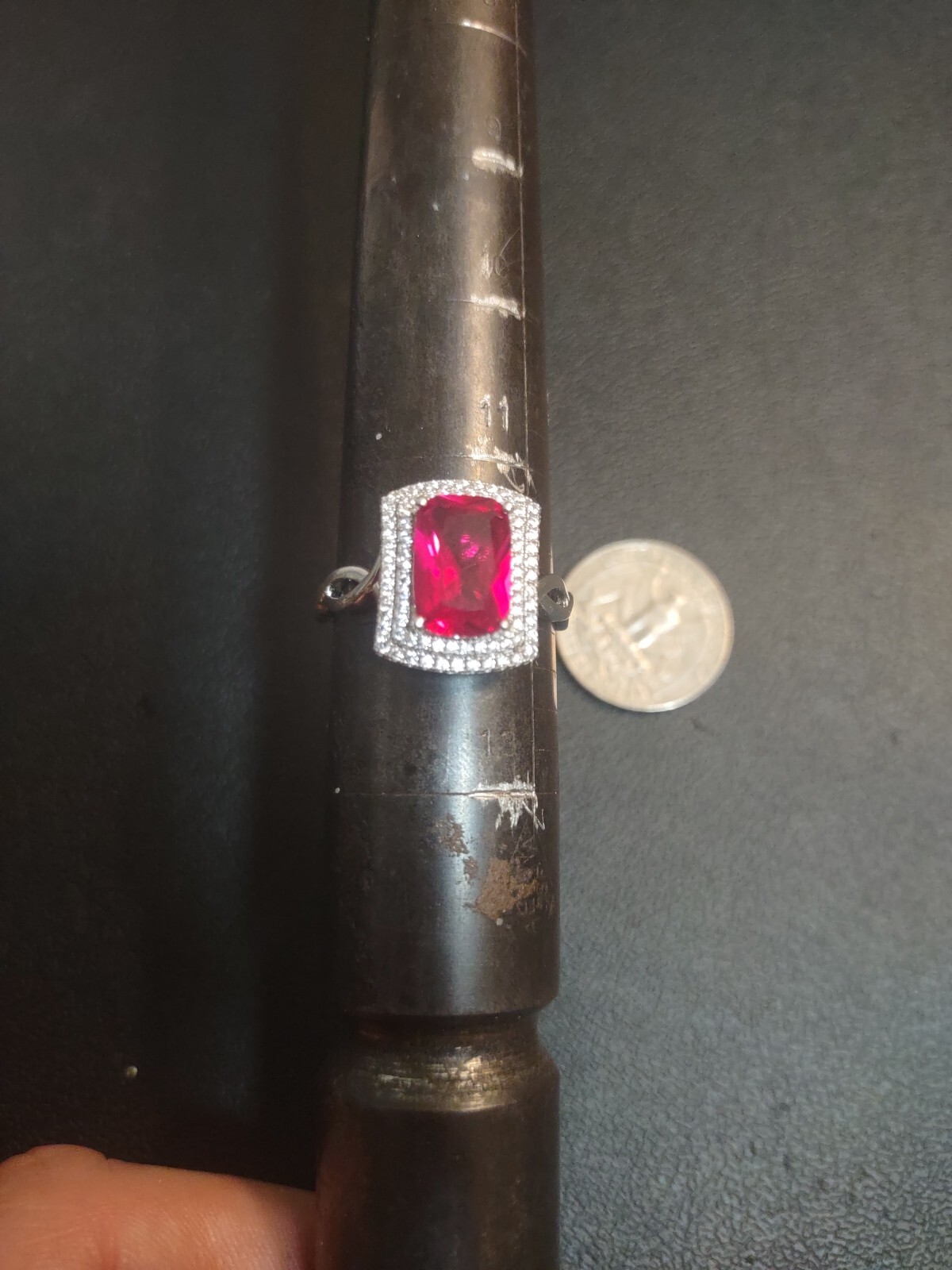 5.3 Gram Sz 12 Sterling Silver Lab Ruby Cubic Zirconia Sterling Silver 925
