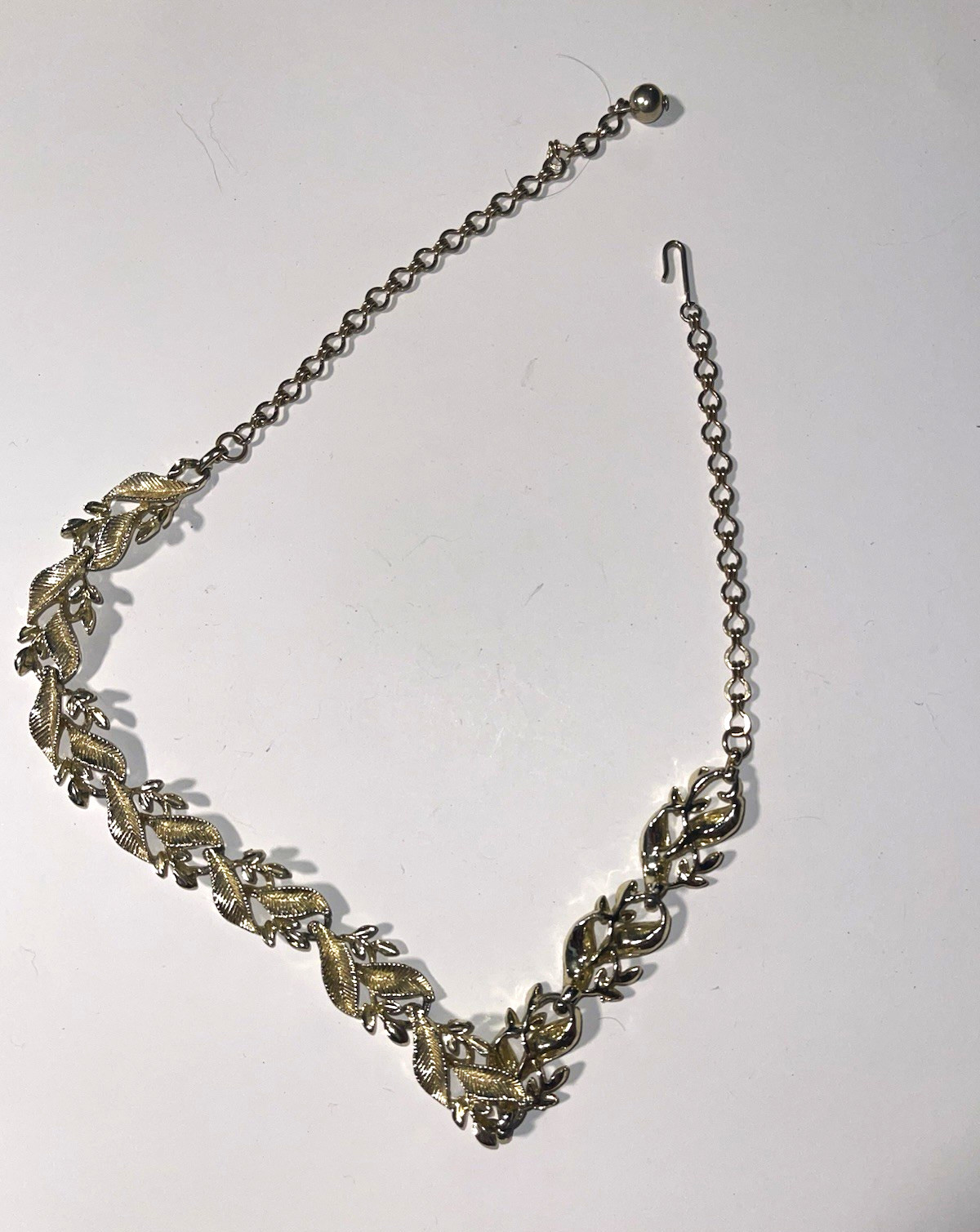 Two-Tone Silver/Gold Leaf Link Cable Chain Necklace w/ Extender Hook