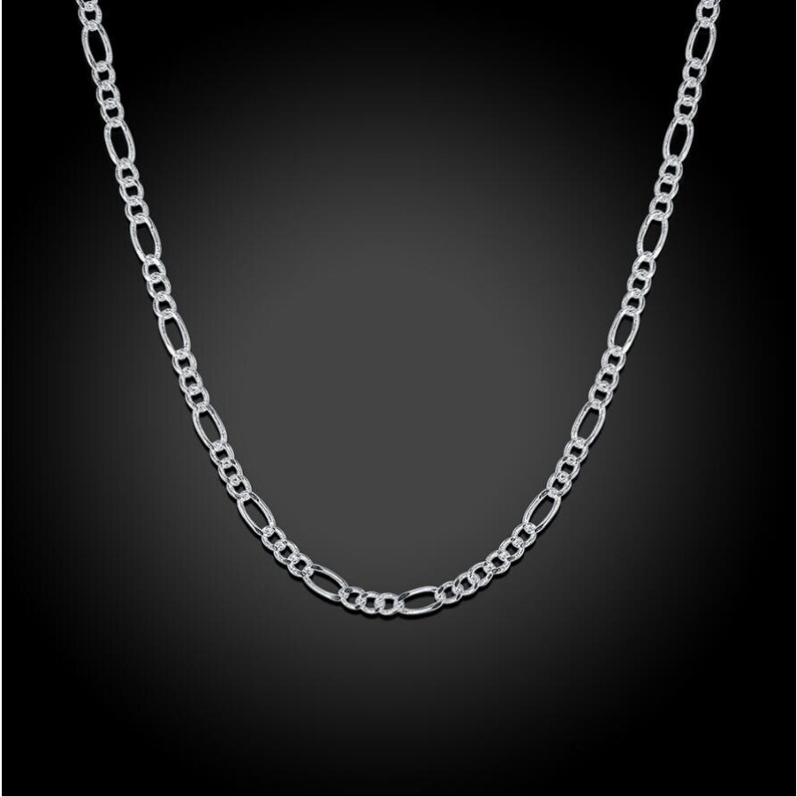 Italian 2mm Figaro Style Chain Necklace Sterling Silver
