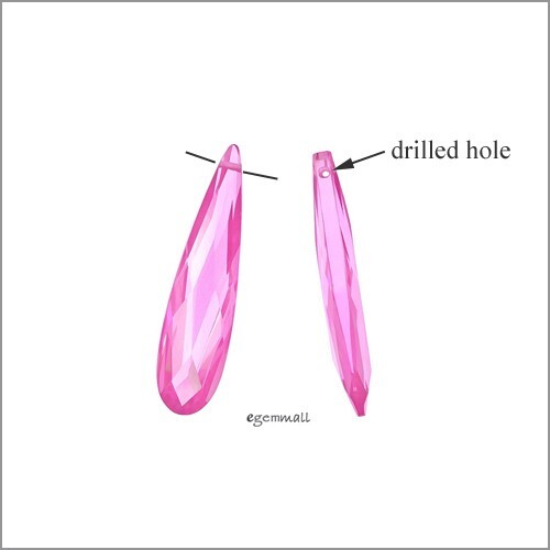 2 Cubic Zirconia Faceted Flat Teardrop Briolette Pendant Beads 7 x 28mm (1.1″)