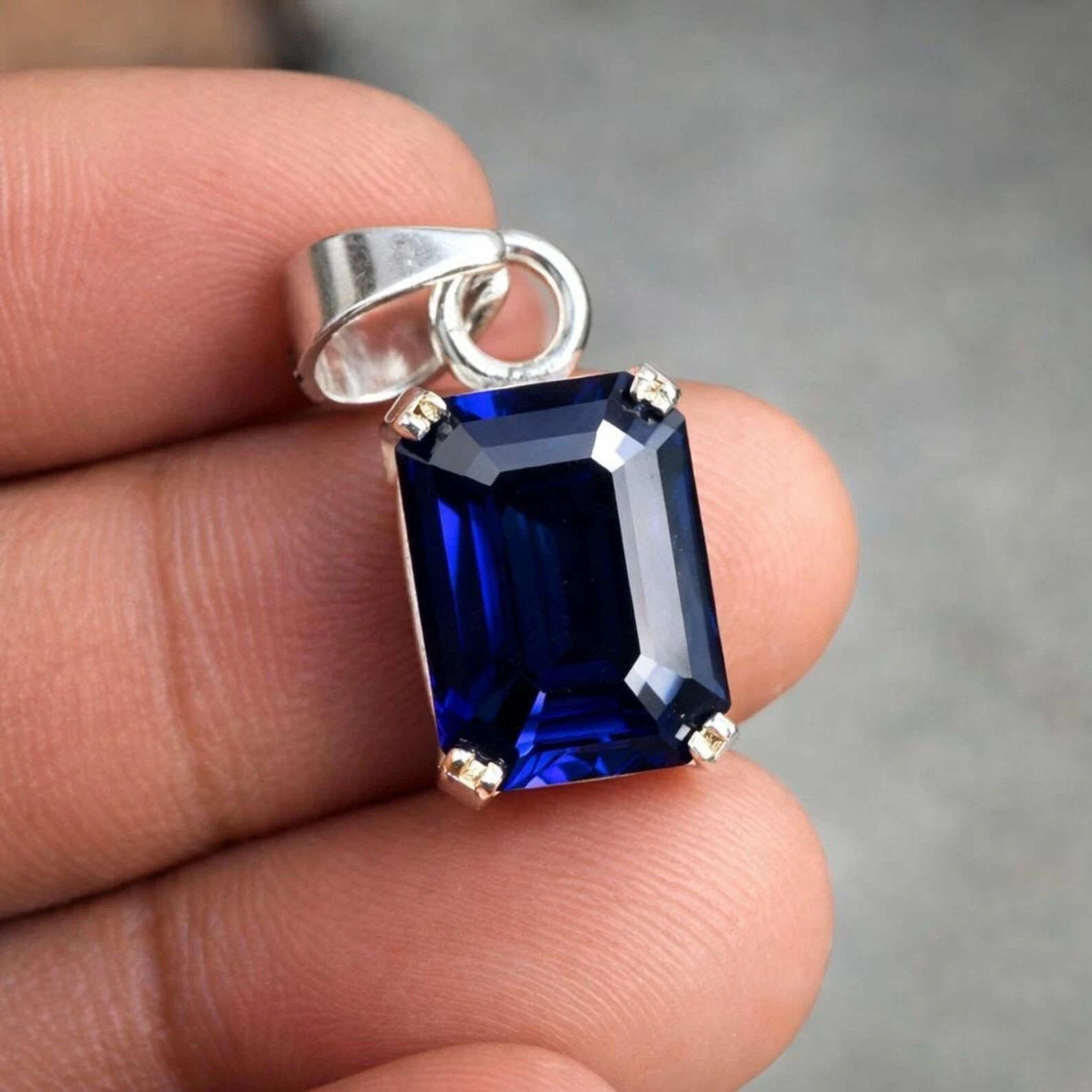 Natural GIE Certified Violet Blue Amethyst 20.10 Ct Emerald Cut Loose Gemstone A