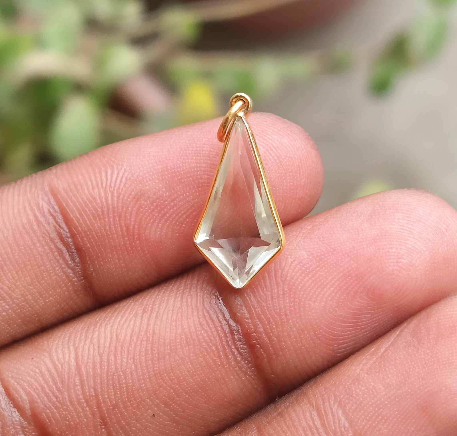 Natural Green Amethyst Gold Charm Pendant – 18k Solid Gold Handmade Jewelry