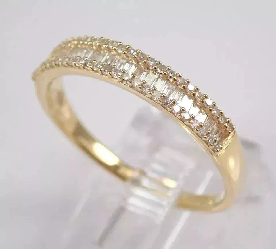 2Ct Baguette Cut Lab-Created Diamond Wedding Band Ring 14k Yellow Gold Plated