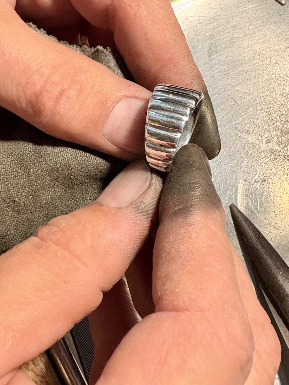 pure Silver Ribbed Band Ring 999.Pure Fine Silver Bold Design