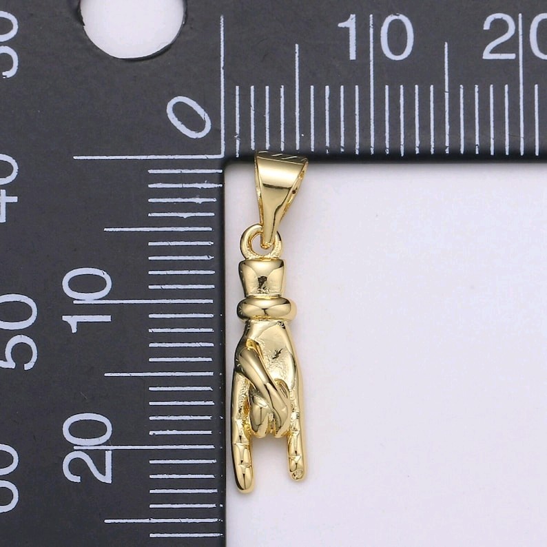14k Gold Filled Mano Cornuto Charm Italian Horn Hand Pendant for Good Luck DIY
