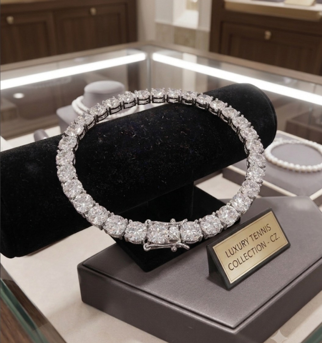 Smyoue 5mm Round CZ Tennis Bracelet, Silver Plated, Secure Box Clasp 8 Inches