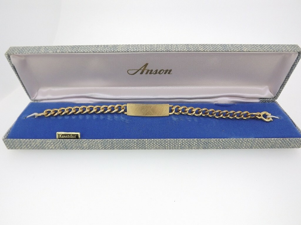Bracelet Anson Karatclad ID Identification Rect Plaque Curb Link 6.5″