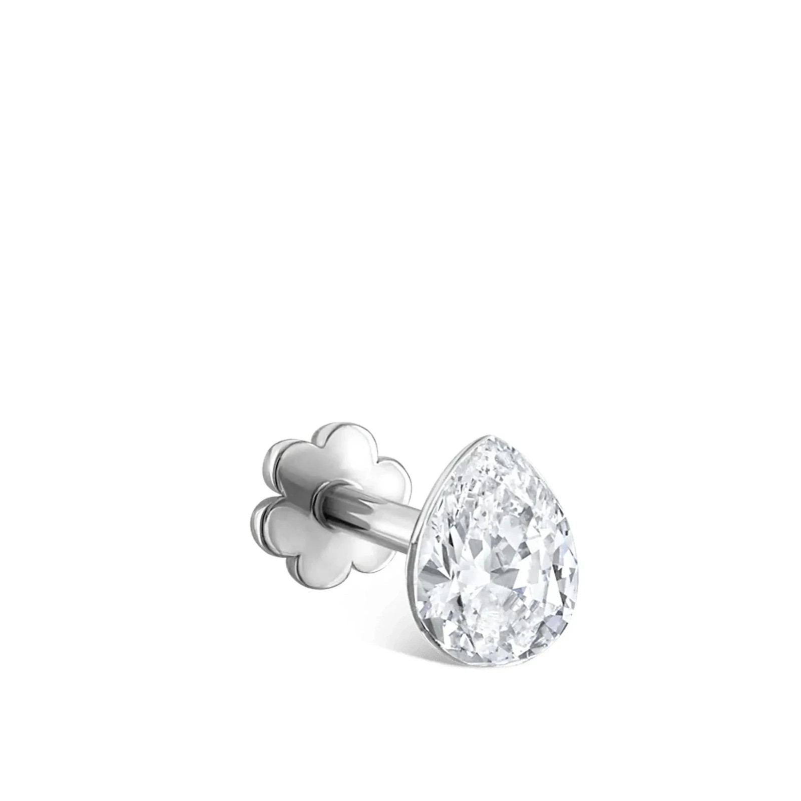 925 Sterling Silver Pear Moissanite Flat Back Helix Stud Earring