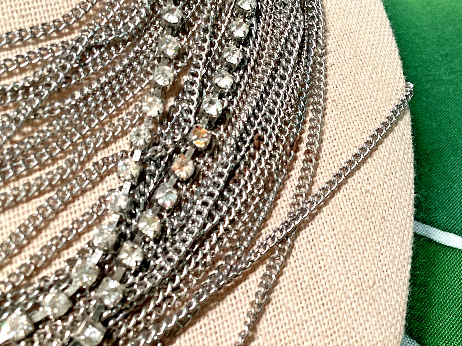 You and i 30 “Silver Tone Multi Layered Clear Crystal Statement Chain Necklace