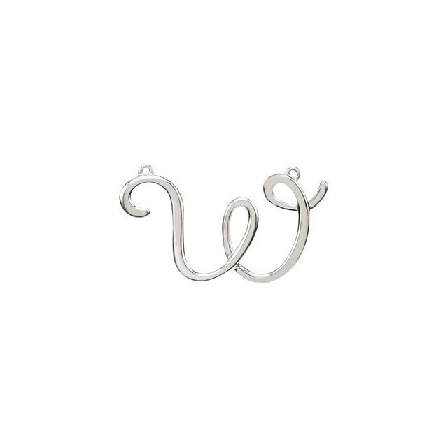 14K Gold or Silver Script Initial Necklace Center Pendant Chain Trim Letters A-Z