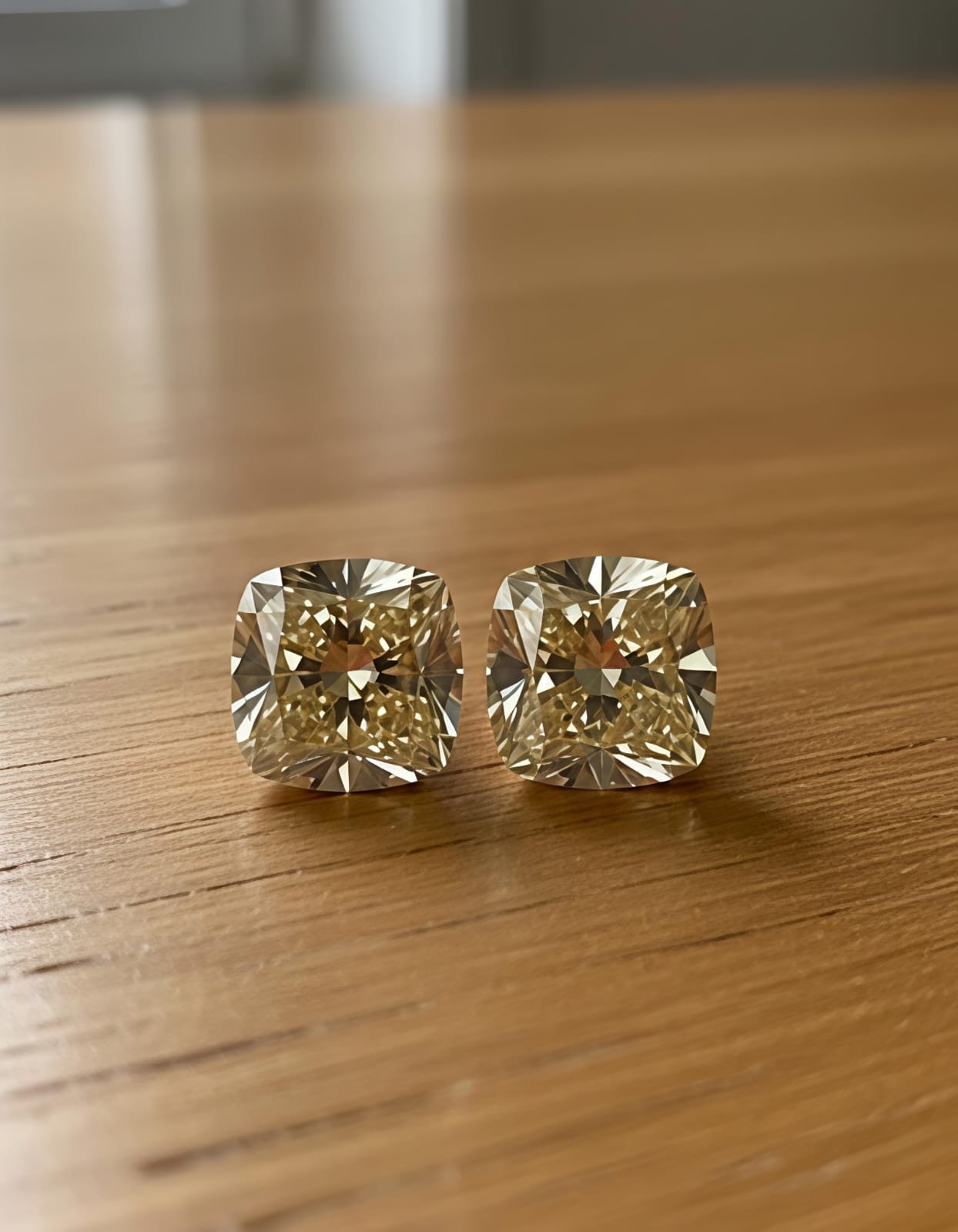 2 CT Pair Fancy brown Color Cushion Cut VVS1 Lab Grown Diamond 6 mm Gemstone 2PC