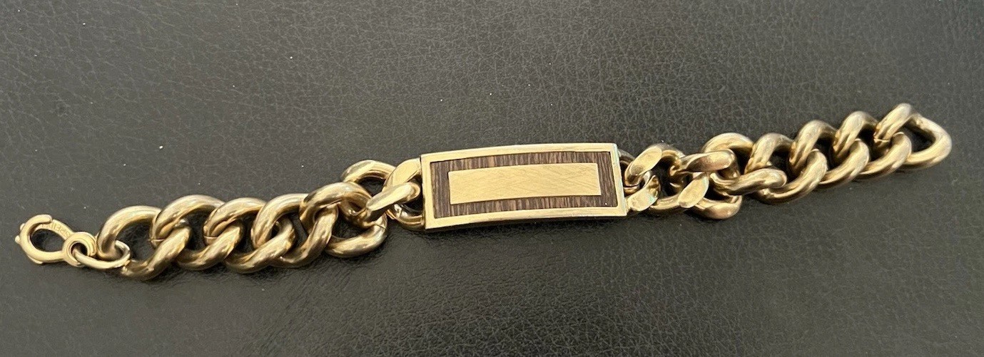 Vintage Men’s 8 1/2 ” Speidel ID Bracelet Gold Tone Nice !
