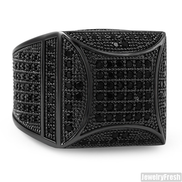Black Lab Made Fancy Square 360 Micropave Mens Pinky Ring