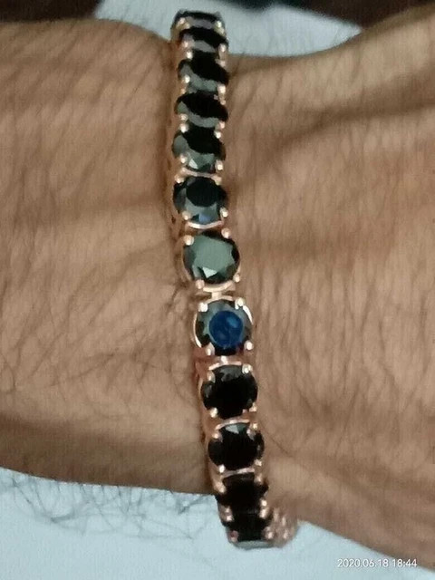 Men’s 9Ct Round Lab Created Black Diamond Tennis Bracelet 14K Rose Gold Plated