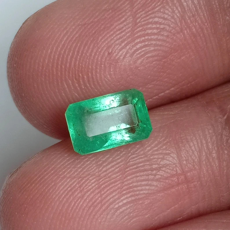 Ocean Green Emerald Octagon Cut Unheated Untreated Loose Gemstone 1.50 Ct