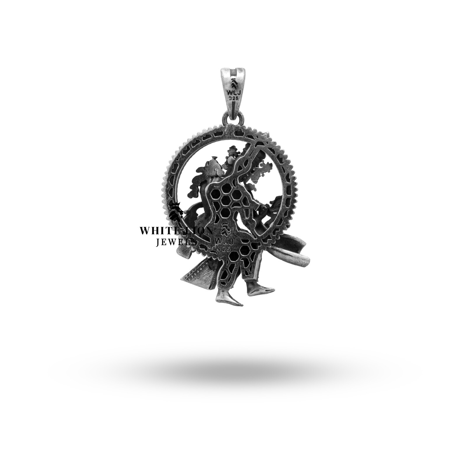 Supreme Deity God Krishna Vishnu Avatar Bhagavad Gita Flute 925 Silver Pendant