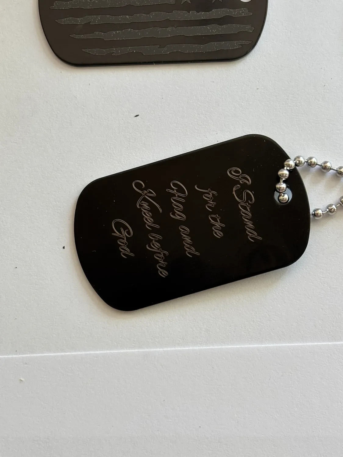Distressed American Flag – Custom Engraved Military-Style Dog Tag