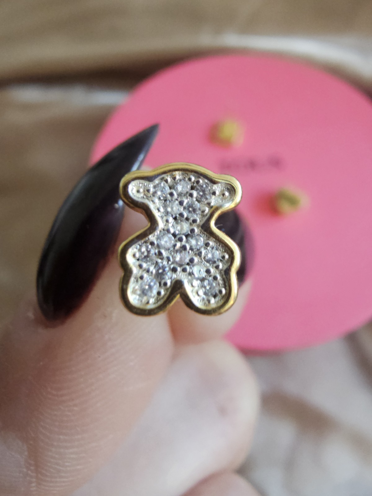 🧡💛💫Last One EARRINGS STUDS TOUS S925 VERMEIL RINESTONE BEAR