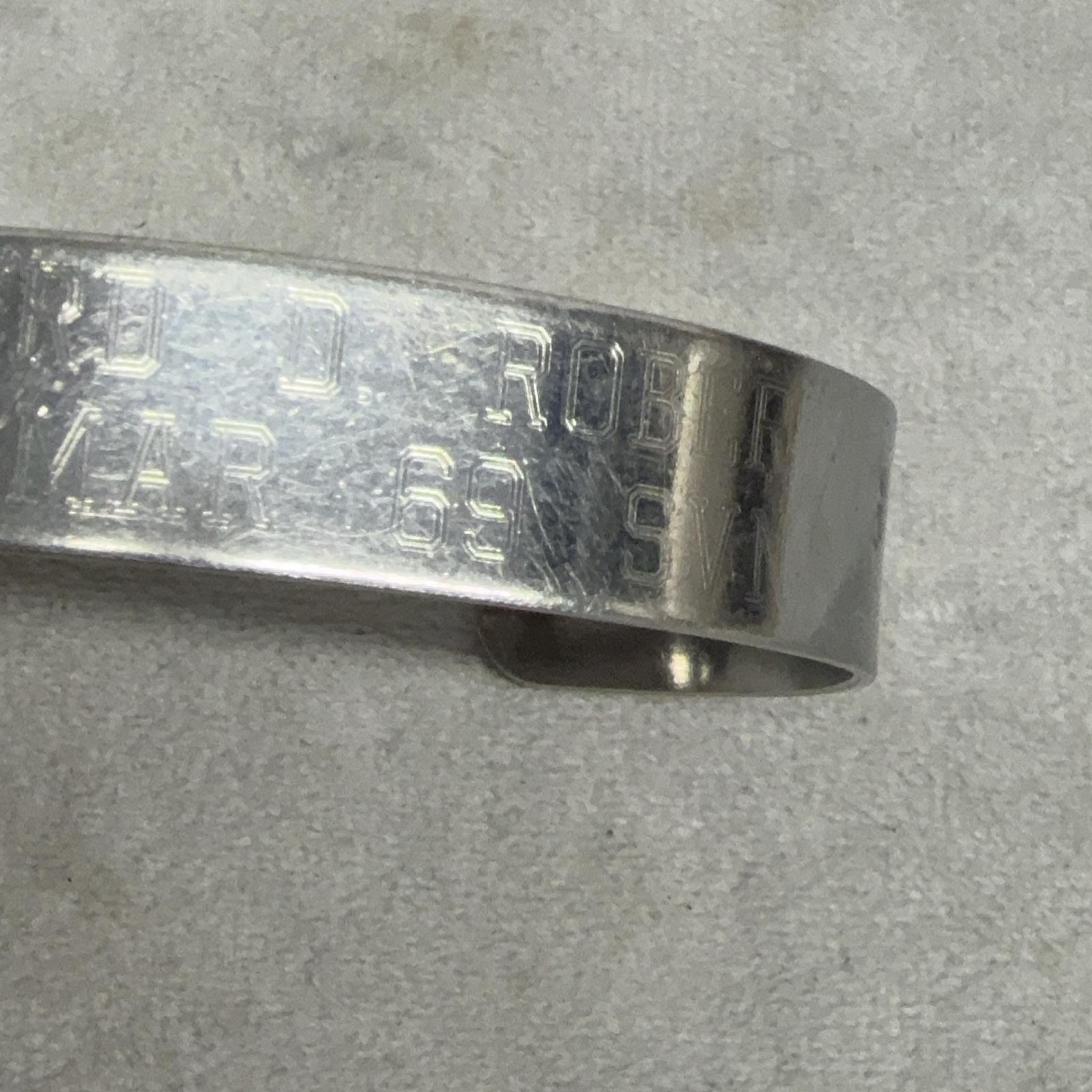 Engraved Military Memorial ID Cuff Bracelet Silver Tone SFC Richard D Roberts