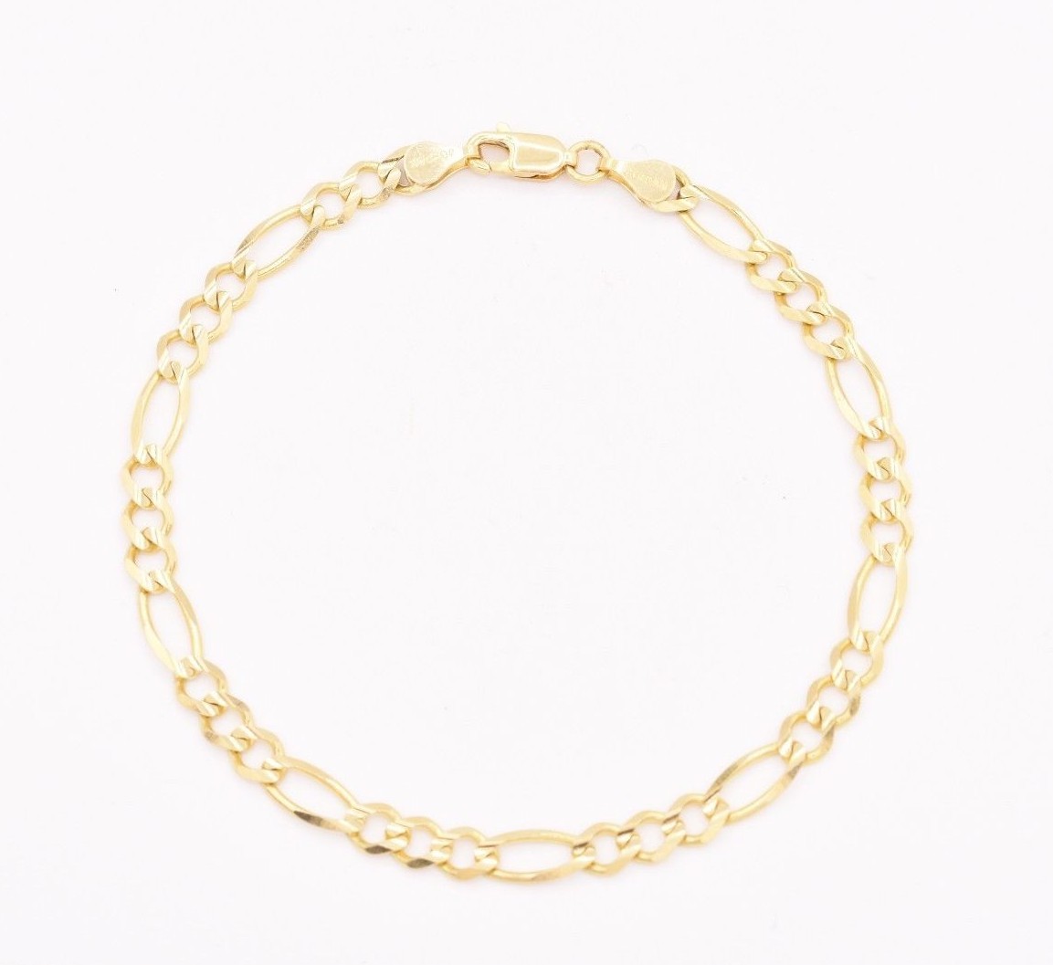 4.5mm Royal Figaro Solid Link Ankle Bracelet Anklet Real 10K Yellow Gold 8″-12″