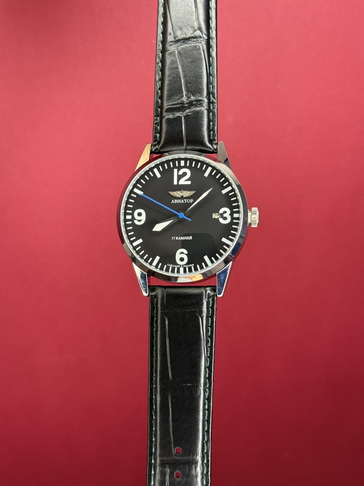 Watch Mechanical Raketa Aviator Black Pilot Vintage USSR Wrist Soviet Men’s Date