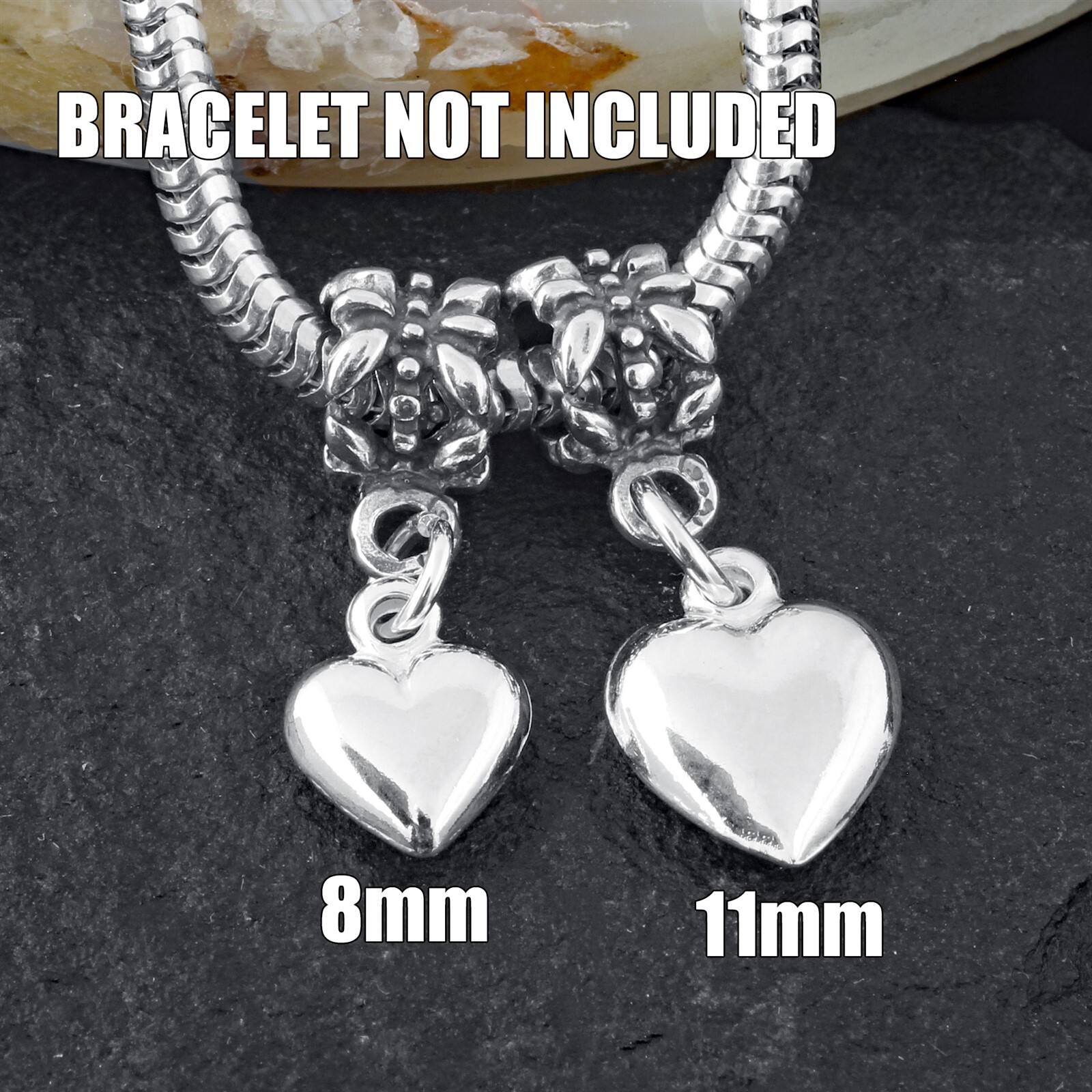 Guaranteed Genuine 925 Sterling Silver Polished Puffed Heart Charm Italy