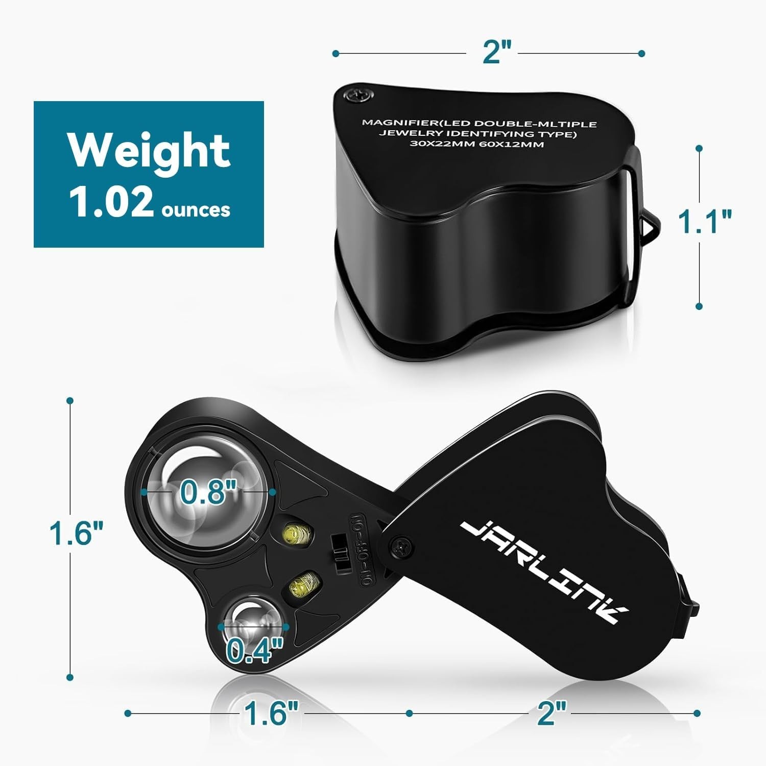 30X 60X Illuminated Jewelers Loupe Magnifier, Foldable Jewelry Magnifier with…