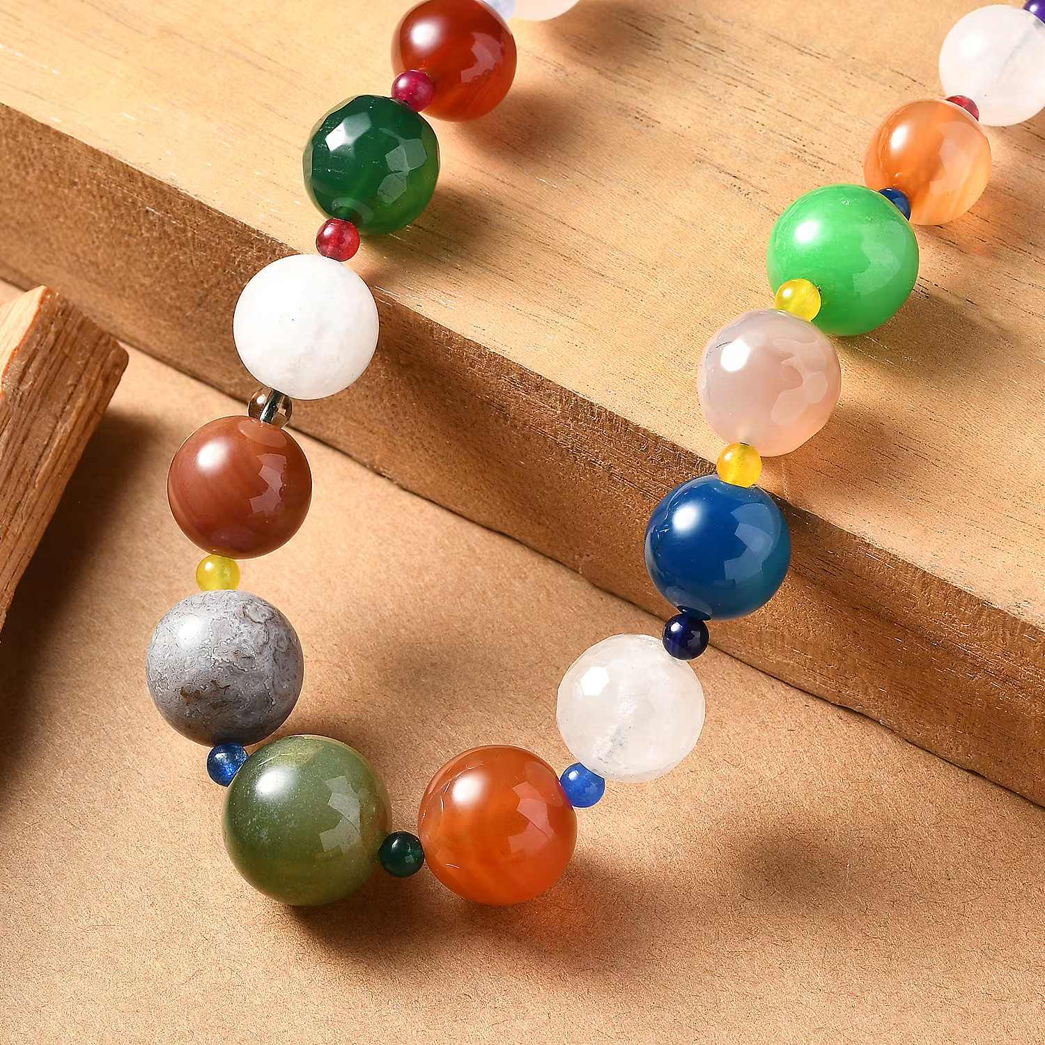 Multi Gemstone 400.00 ctw Beaded Necklace in Platinum Bond 18 Inches Christmas