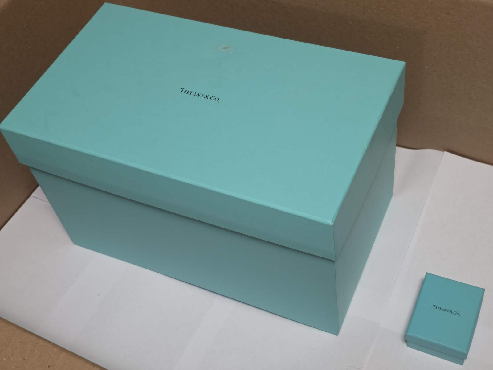 Authentic Tiffany & Co Extra Large 16″ Empty Gift Storage Box w. 3.5″ Small Box