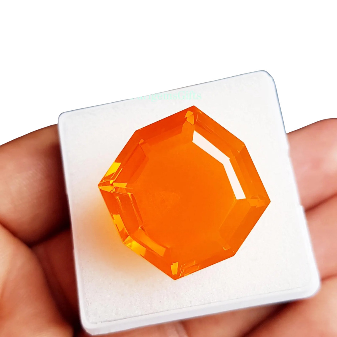 55 Ct Large Orange Mexican Fire Opal Fancy Cut Loose Gemstone 25MM Pendant Stone