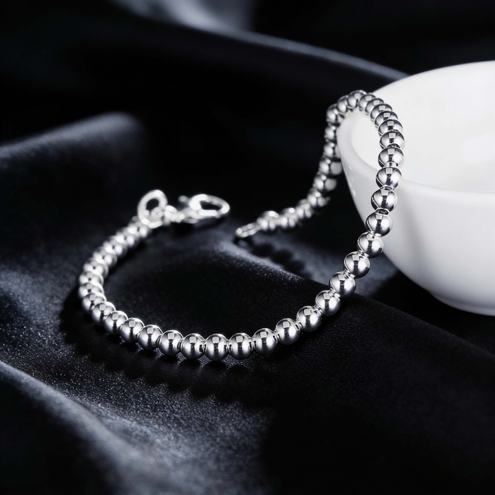 2-Pack Dainty Silver Beaded Bracelets Chic Jewelry for Parties & Everyday Wear