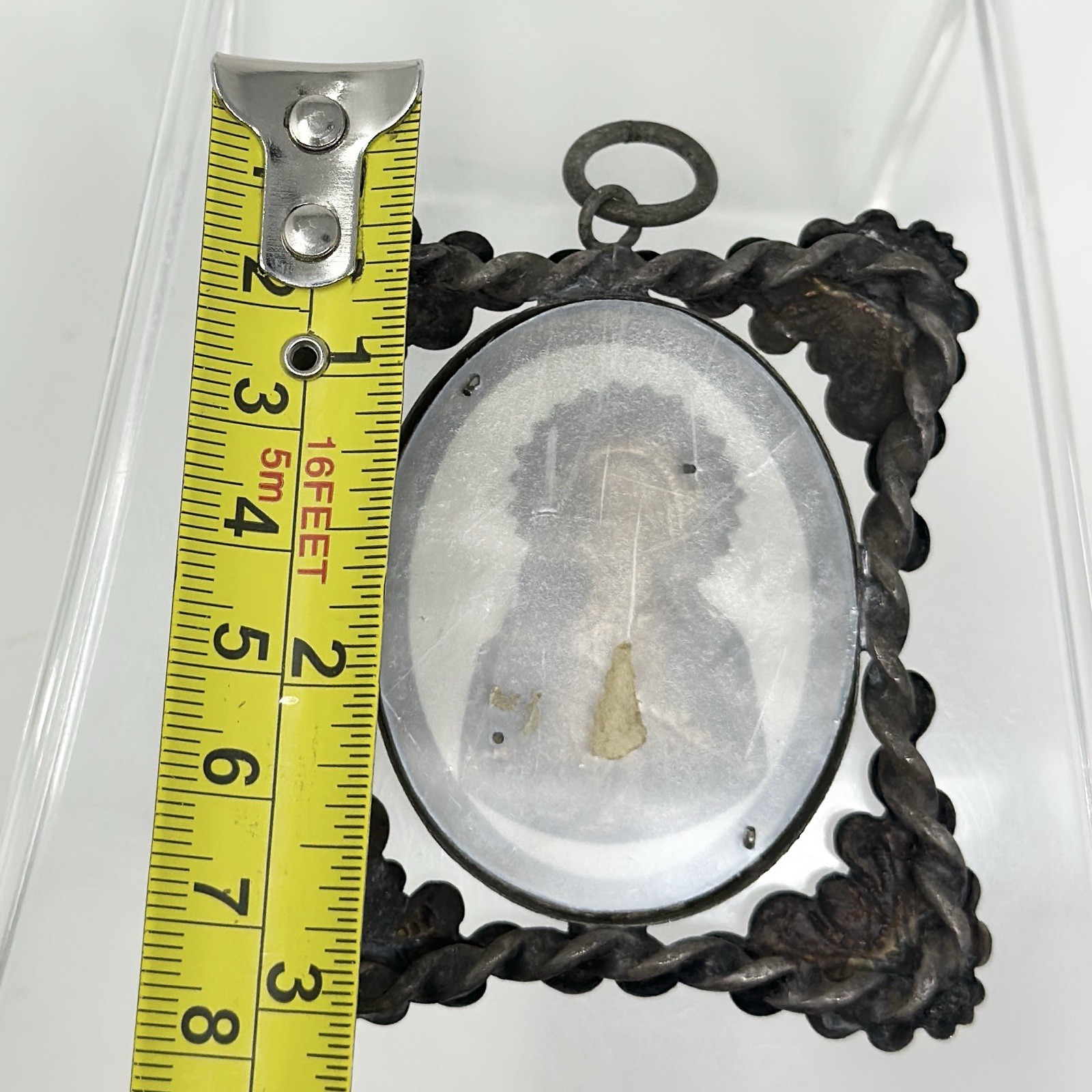 Vintage Silver Tone Catholic Religious Virgin Mary Holding Infant Jesus Pendant