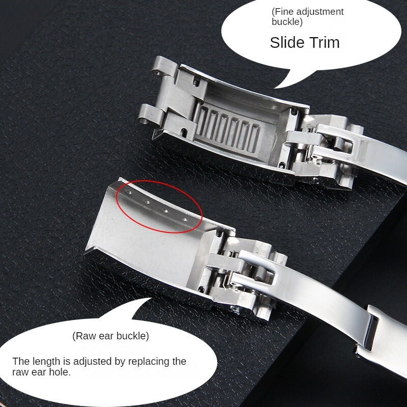 Premium Stainless Steel Folding Clasp for Rolex Rubber Strap Metal Buckle 16x9mm