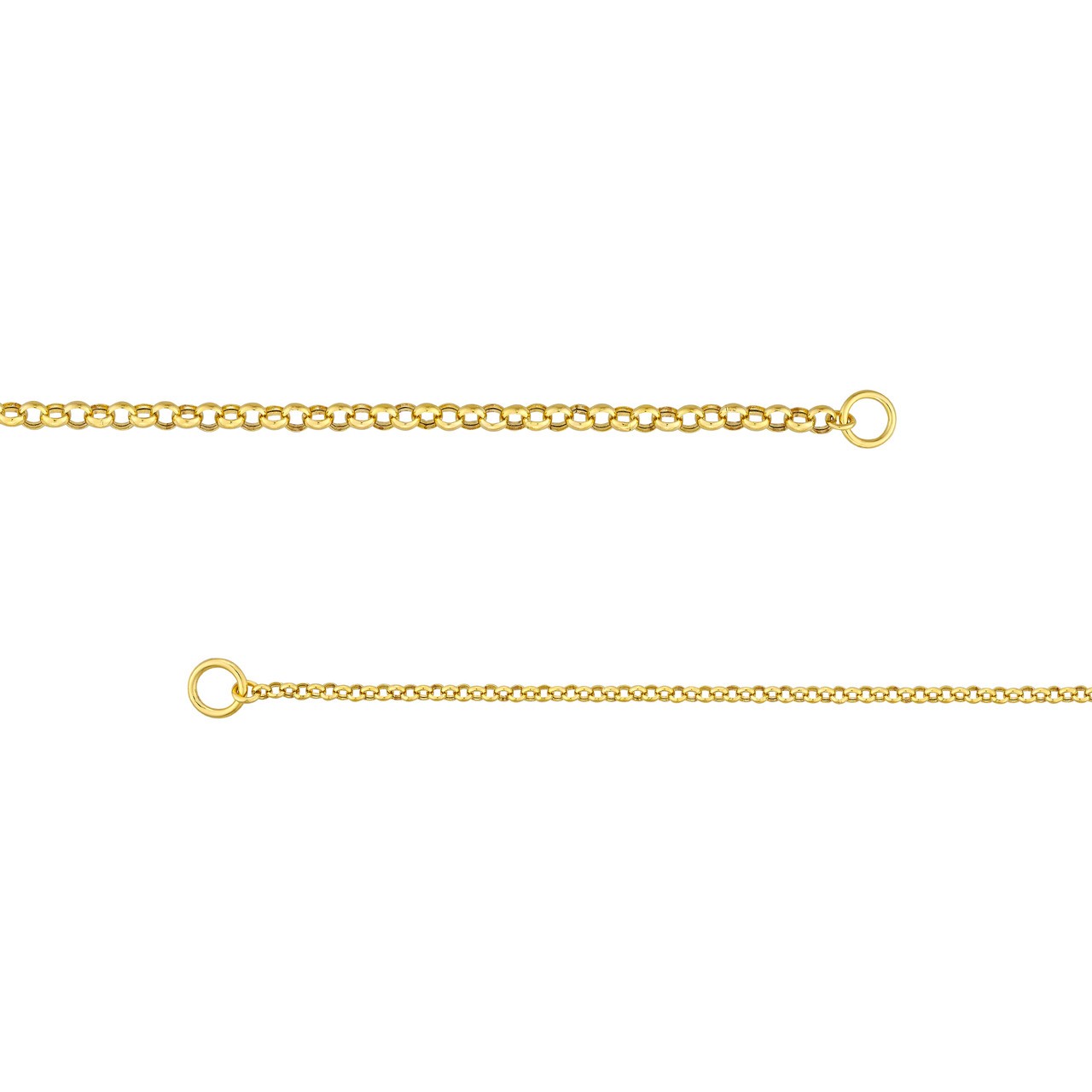 Half 3.75mm & Half 2.5mm Rolo Split Chain Real 14K Yellow Gold 18″