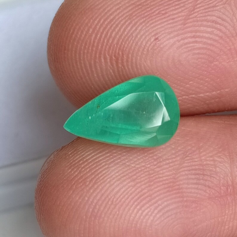 3 Carat Zambian Green Emerald Pear Shape Earth Mined Loose Gemstone